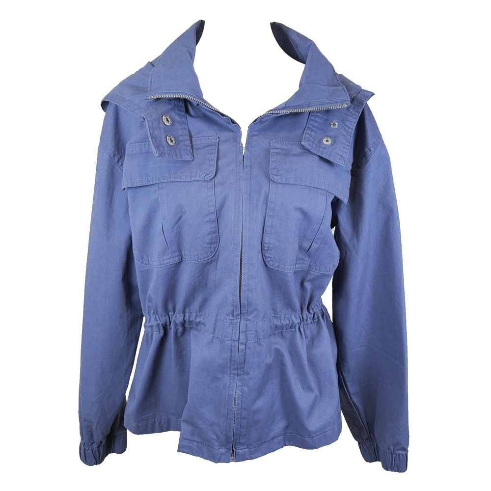 Soho Woman's Lightweight Hooded Jacket Size S New with Tags Blue Cargo Jacket